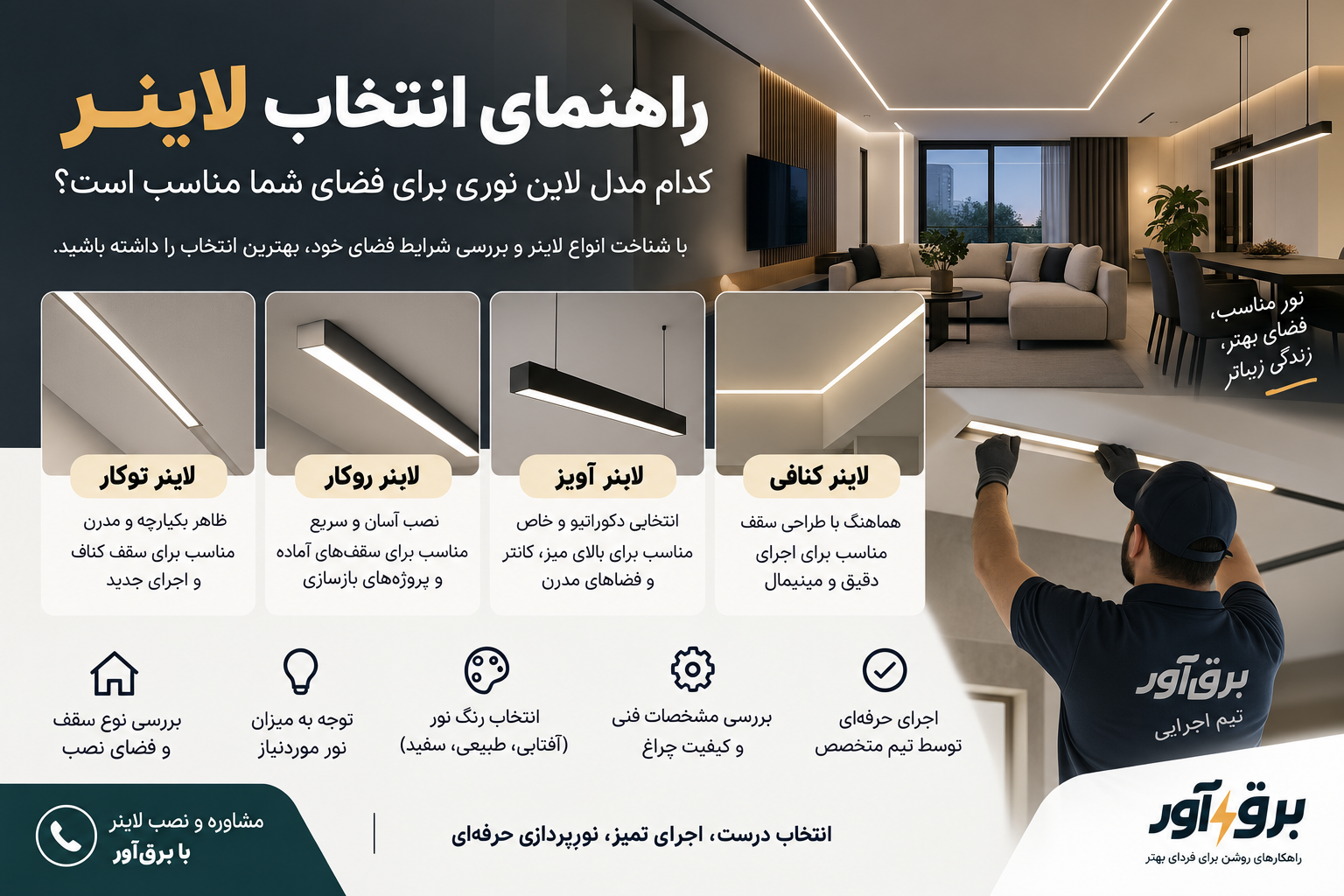 انواع لاینر یا لاین نوری
